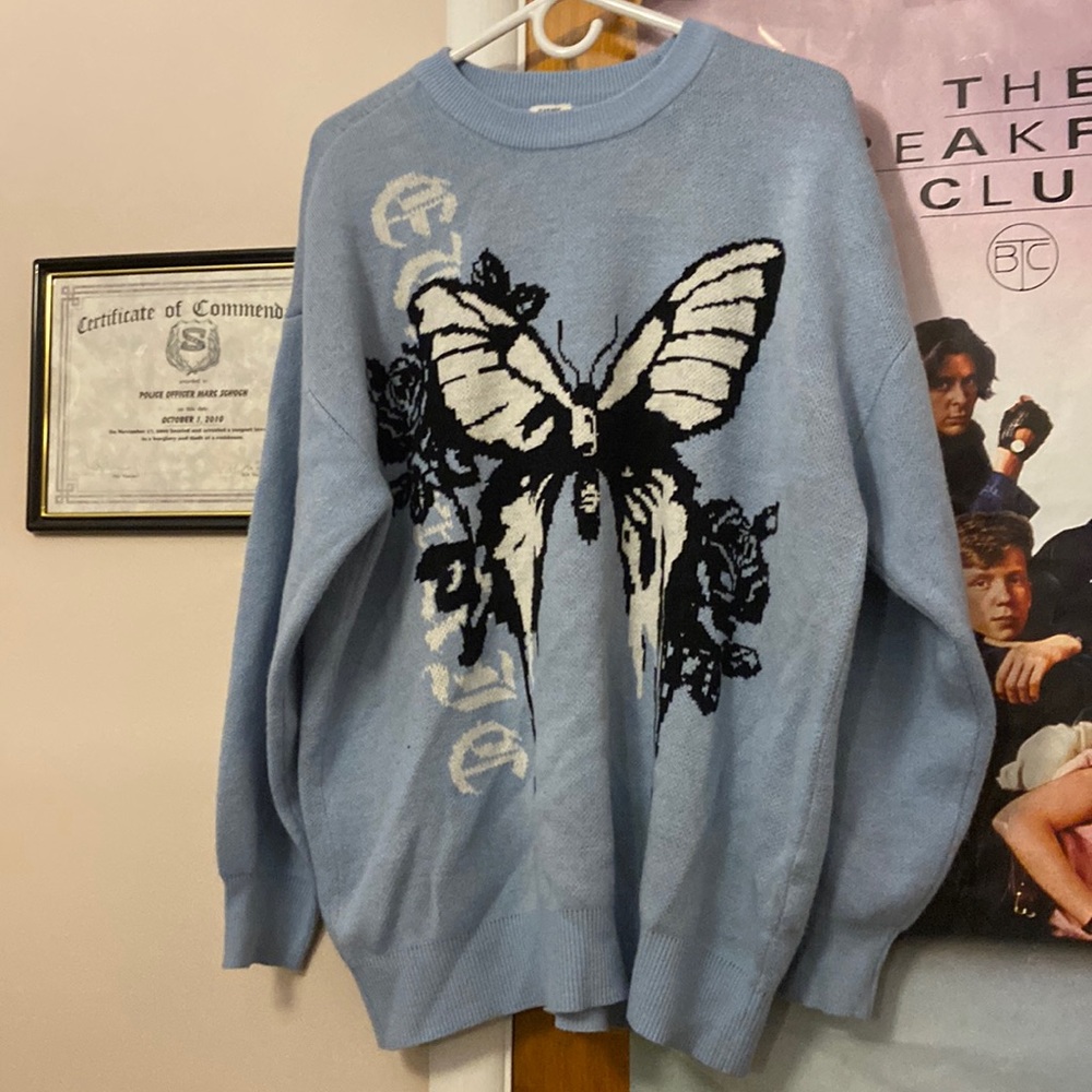 Light Blue Butterfly baggy sweater